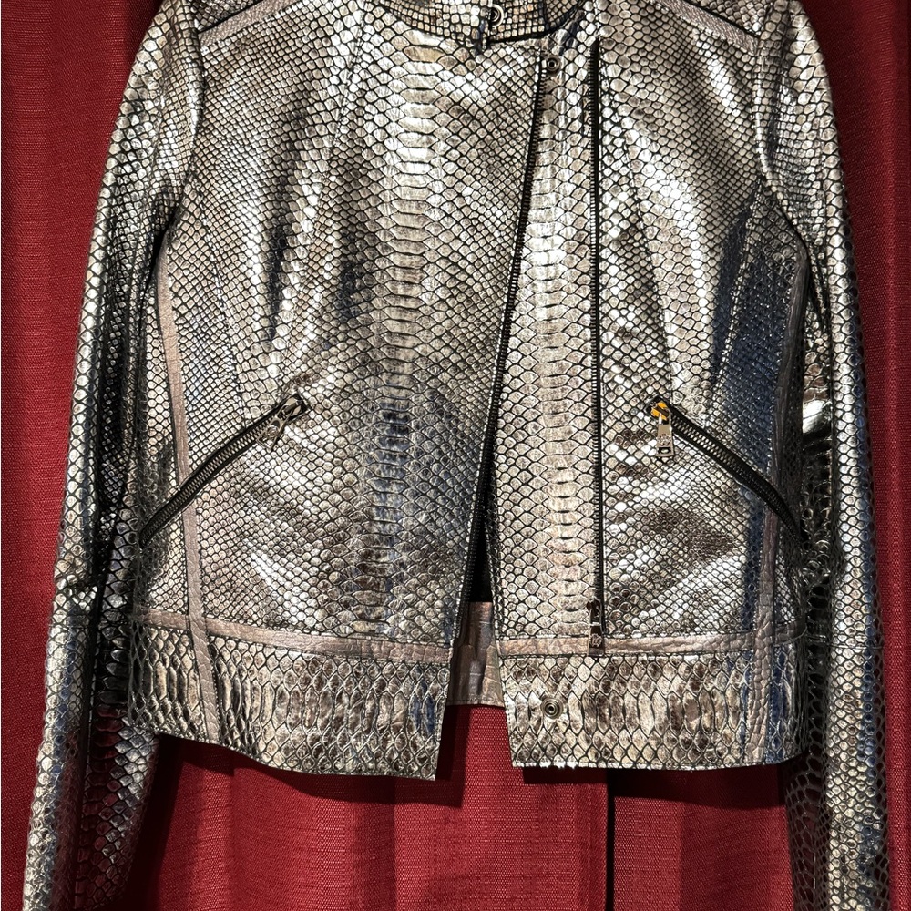 Brand new never worn. Roberto Cavalli Metallic Snake Print Jacket size 38